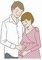 男性が妊婦さんに寄り添ってお腹をさすってあげてるイラスト
