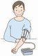 左手を出して血圧計で血圧を測っている男性のイラスト