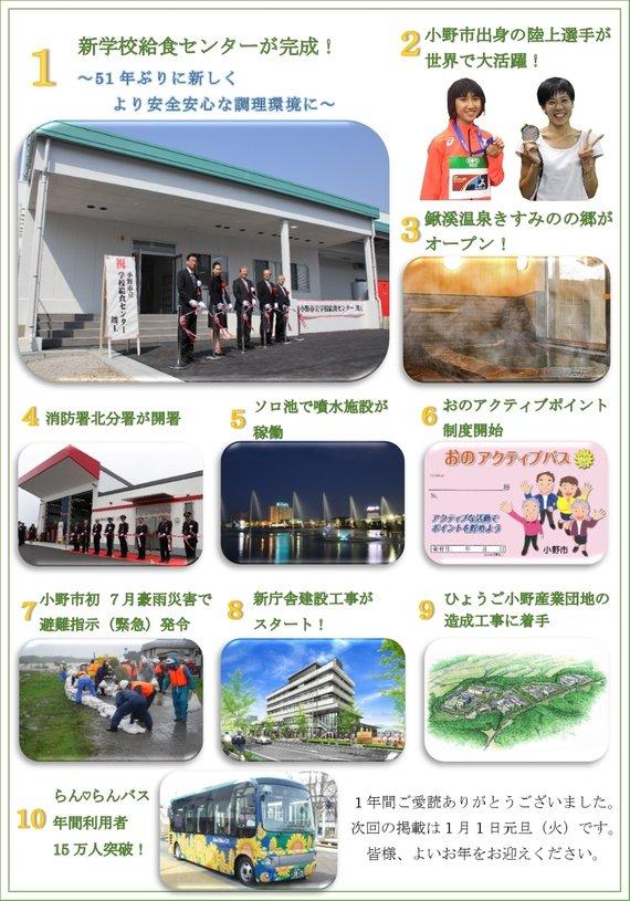 平成30年小野市10大ニュースの一覧と写真