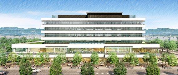 正面から見た市役所新庁舎の完成イメージ