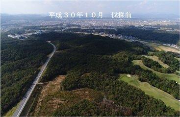 伐採前のひょうご小野産業団地を上空から撮影した写真
