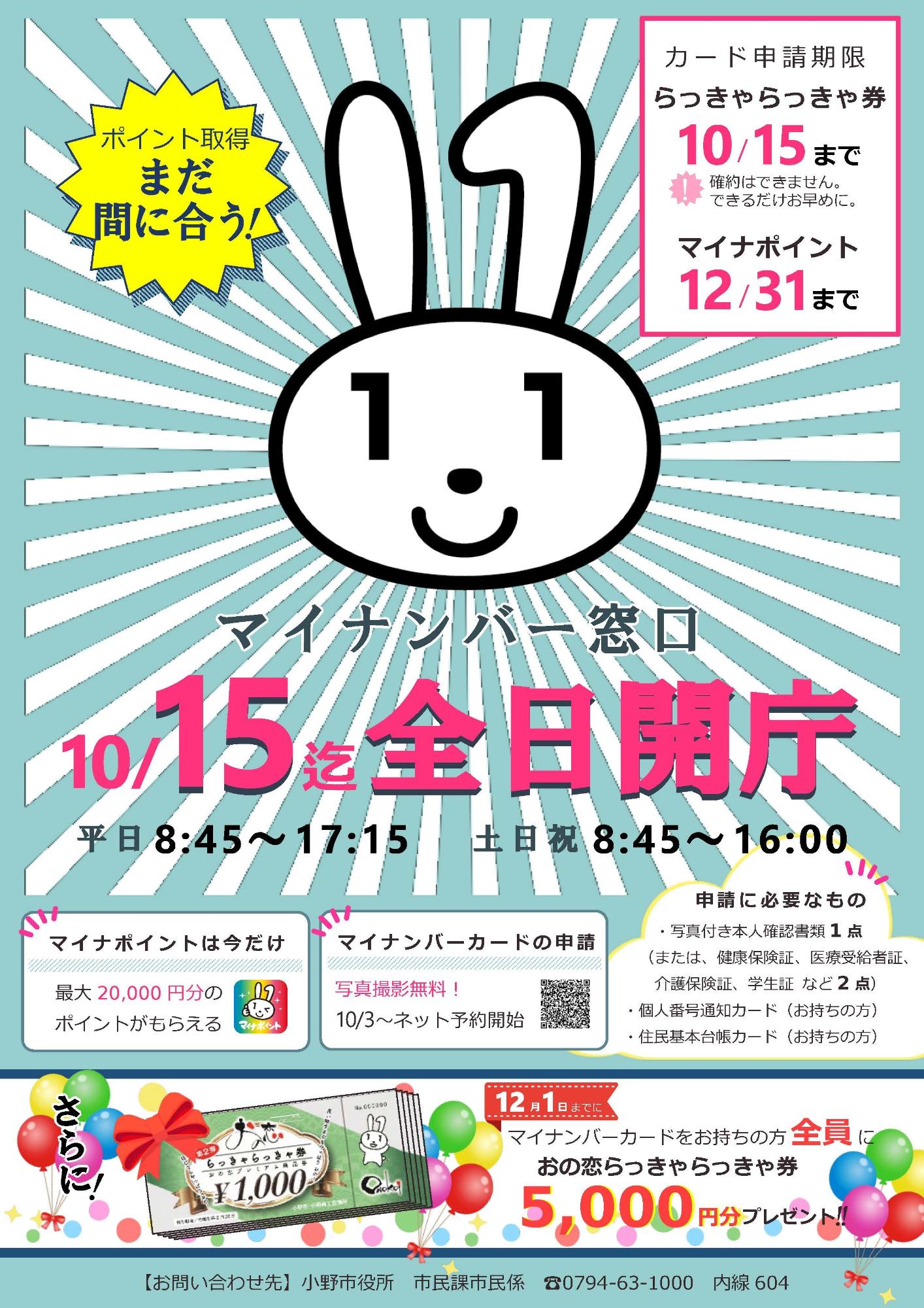 マイナンバーカード休日開庁のチラシの写真