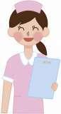 ピンク色の服の看護師がクリップボードを持っているイラスト