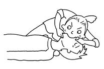 傷病者に口対口人工呼吸を行い軽く胸が上がっているか確認しているイラスト