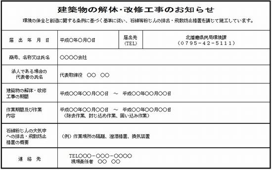 「建築物の解体・改修工事のお知らせ」のイメージ