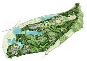 上空から見た浄谷黒川丘陵地の完成イメージ