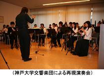 神戸大学交響楽団が様々な楽器を演奏している写真
