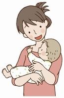 赤ちゃんを抱く母親のイラスト